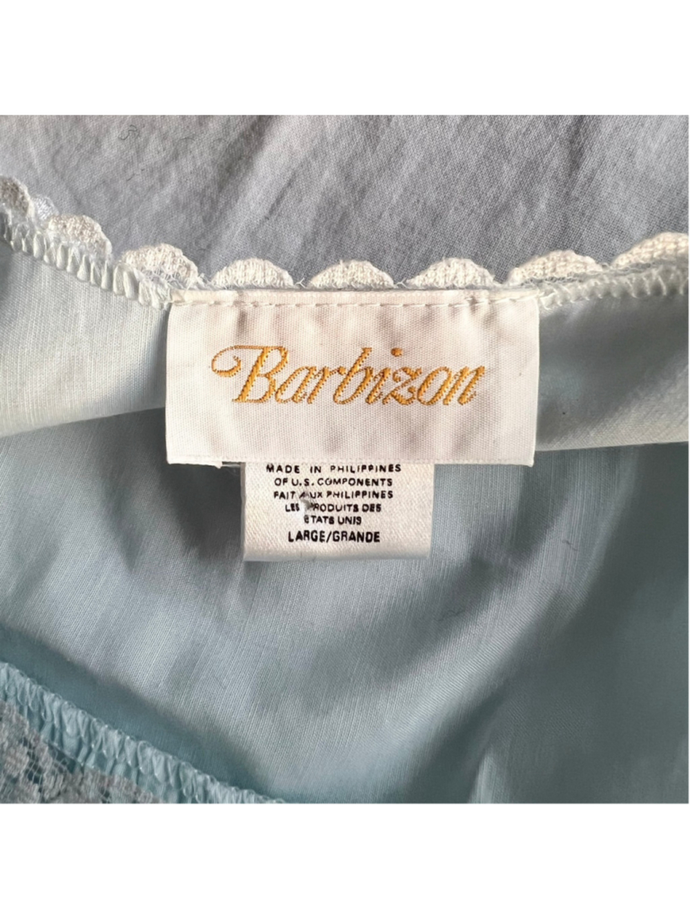 Vtg Barbizon Peignoir Set Size L Blue Floral Nightgown Robe Lace Embroidered NWT - Picture 4 of 15